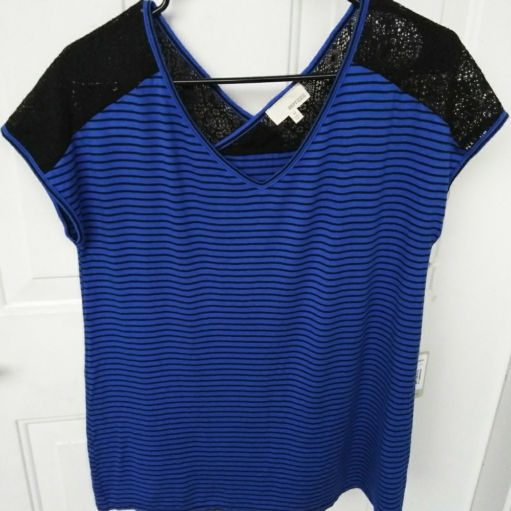 Brand New with Tags / Navy & Black Stripped Blouse